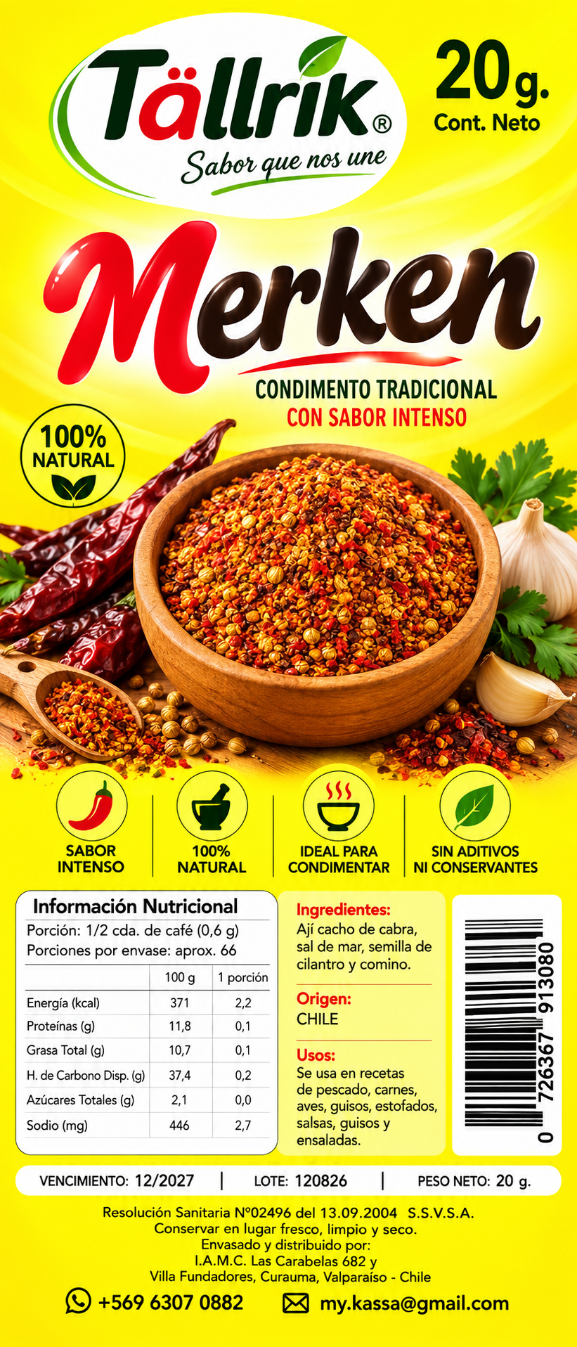 Etiqueta de Merkén Tallrik